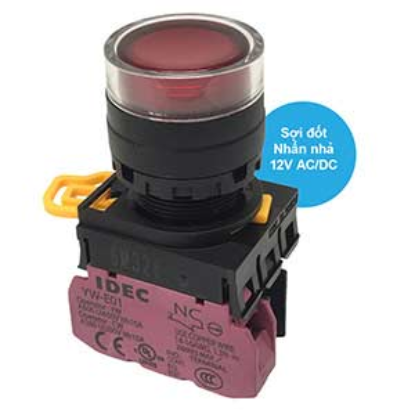 Ảnh của Nút nhấn nhả có đèn IDEC YW1L-MF2E01Q6R 12VAC/DC D22 1NC (Đỏ)
