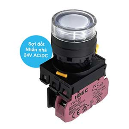 Ảnh của Nút nhấn nhả có đèn IDEC YW1L-MF2E01Q7W 24VAC/DC D22 1NC (Trắng)