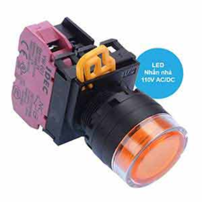 Ảnh của Nút nhấn nhả có đèn IDEC YW1L-MF2E01QHA 110VAC D22 1NC (Hổ phách)