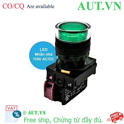 Ảnh của Nút nhấn nhả có đèn IDEC YW1L-MF2E01QHG 110VAC D22 1NC (Xanh)
