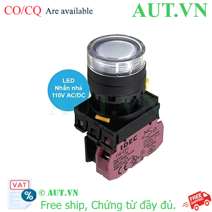 Ảnh của Nút nhấn nhả có đèn IDEC YW1L-MF2E01QHW 110VAC D22 1NC (Trắng)