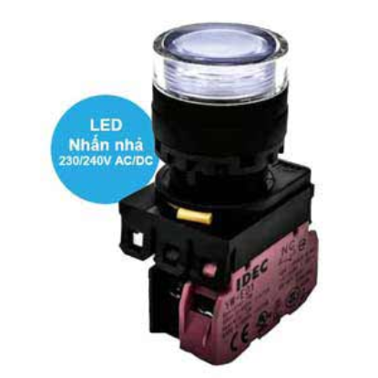 Ảnh của Nút nhấn nhả có đèn IDEC YW1L-MF2E01QM3PW 220VAC D22 1NC (Trắng)