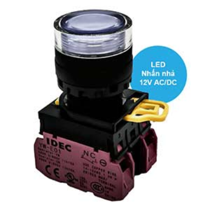 Ảnh của Nút nhấn nhả có đèn IDEC YW1L-MF2E02Q3W 12VAC/DC D22 2NC (Trắng)