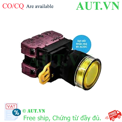 Ảnh của Nút nhấn nhả có đèn IDEC YW1L-MF2E02Q5Y 6VAC/DC D22 2NC (Vàng)