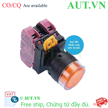 Ảnh của Nút nhấn nhả có đèn IDEC YW1L-MF2E02Q7A 24VAC/DC D22 2NC (Hổ phách)