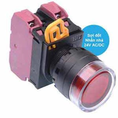 Ảnh của Nút nhấn nhả có đèn IDEC YW1L-MF2E02Q7R 24VAC/DC D22 2NC (Đỏ)