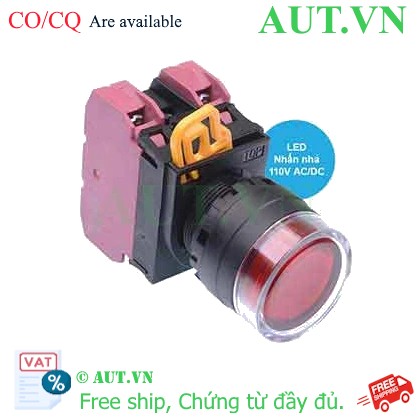 Ảnh của Nút nhấn nhả có đèn IDEC YW1L-MF2E02QHR 110VAC D22 2NC (Đỏ)