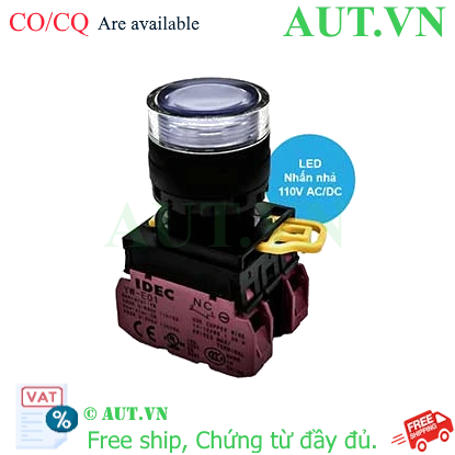 Ảnh của Nút nhấn nhả có đèn IDEC YW1L-MF2E02QHW 110VAC D22 2NC (Trắng)