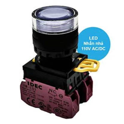 Ảnh của Nút nhấn nhả có đèn IDEC YW1L-MF2E02QHW 110VAC D22 2NC (Trắng)