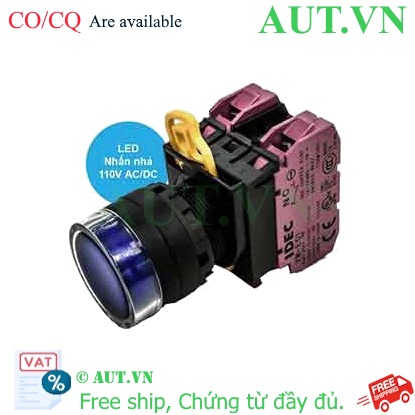 Ảnh của Nút nhấn nhả có đèn IDEC YW1L-MF2E02QHS 110VAC D22 2NC (Xanh)