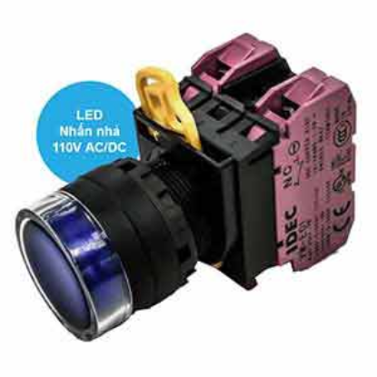 Ảnh của Nút nhấn nhả có đèn IDEC YW1L-MF2E02QHS 110VAC D22 2NC (Xanh)