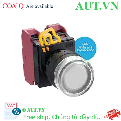 Ảnh của Nút nhấn nhả có đèn IDEC YW1L-MF2E02QM3PW 220VAC D22 2NC (Trắng)