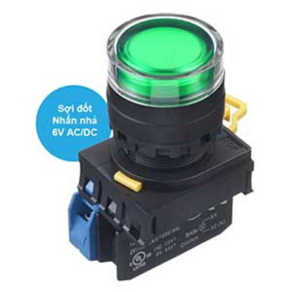 Ảnh của Nút nhấn nhả có đèn IDEC YW1L-MF2E10Q5G 6VAC/DC D22 1NO (Xanh)