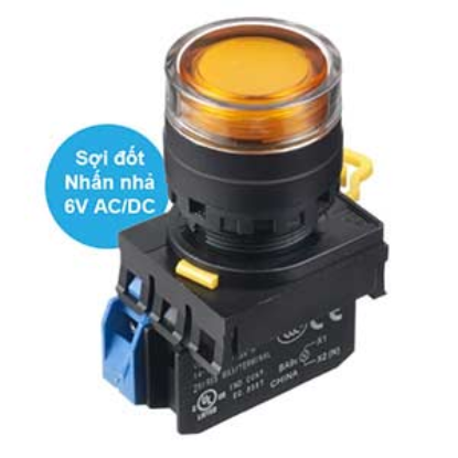 Ảnh của Nút nhấn nhả có đèn IDEC YW1L-MF2E10Q5A 6VAC/DC D22 1NO (Hổ phách)