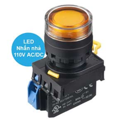 Ảnh của Nút nhấn nhả có đèn IDEC YW1L-MF2E10QHA 110VAC D22 1NO (Hổ phách)