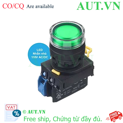 Ảnh của Nút nhấn nhả có đèn IDEC YW1L-MF2E10QHG 110VAC D22 1NO (Xanh)