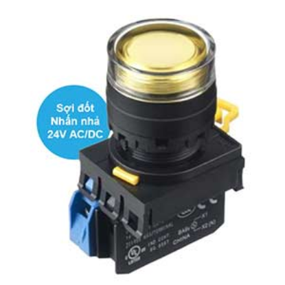 Ảnh của Nút nhấn nhả có đèn IDEC YW1L-MF2E10Q7Y 24VAC/DC D22 1NO (Vàng)