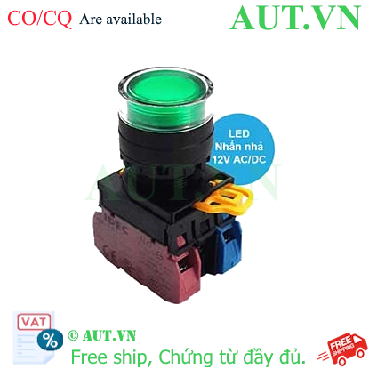 Ảnh của Nút nhấn nhả có đèn IDEC YW1L-MF2E11Q3G 12VAC/DC D22 1NO+1NC (Xanh)
