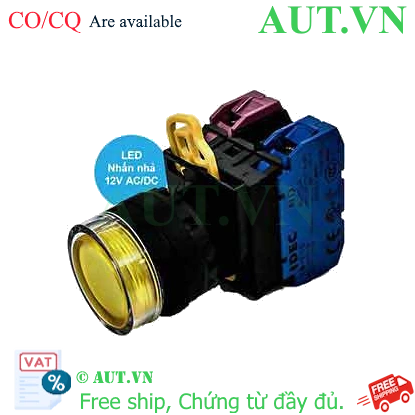 Ảnh của Nút nhấn nhả có đèn IDEC YW1L-MF2E11Q3Y 12VAC/DC D22 1NO+1NC (Vàng)