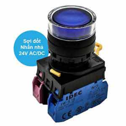 Ảnh của Nút nhấn nhả có đèn IDEC YW1L-MF2E11Q7S 24VAC/DC D22 1NO+1NC (Xanh)