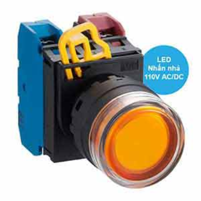 Ảnh của Nút nhấn nhả có đèn IDEC YW1L-MF2E11QHA 110VAC D22 1NO+1NC (Hổ phách)