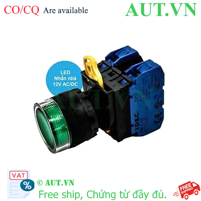 Ảnh của Nút nhấn nhả có đèn IDEC YW1L-MF2E20Q3G 12VAC/DC D22 2NO (Xanh)