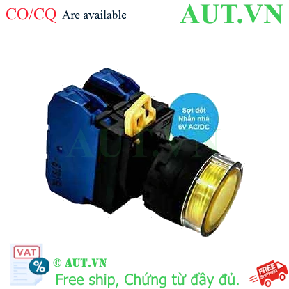 Ảnh của Nút nhấn nhả có đèn IDEC YW1L-MF2E20Q5Y 6VAC/DC D22 2NO (Vàng)