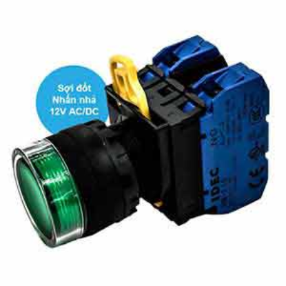 Ảnh của Nút nhấn nhả có đèn IDEC YW1L-MF2E20Q6G 12VAC/DC D22 2NO (Xanh)