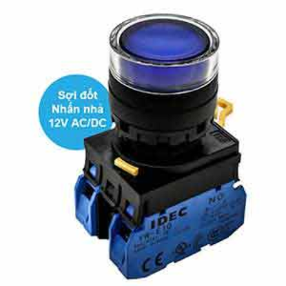 Ảnh của Nút nhấn nhả có đèn IDEC YW1L-MF2E20Q6S 12VAC/DC D22 2NO (Xanh)
