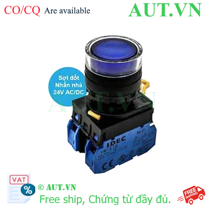 Ảnh của Nút nhấn nhả có đèn IDEC YW1L-MF2E20Q7S 24VAC/DC D22 2NO (Xanh)