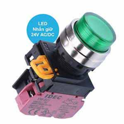 Ảnh của Nút nhấn giữ có đèn IDEC YW4L-A2E01Q4G 24VAC/DC D22 1NC (Xanh)