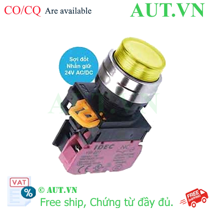 Ảnh của Nút nhấn giữ có đèn IDEC YW4L-A2E01Q7Y 24VAC/DC D22 1NC (Vàng)