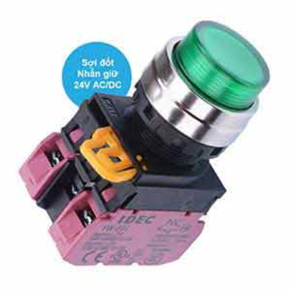 Ảnh của Nút nhấn giữ có đèn IDEC YW4L-A2E02Q7G 24VAC/DC D22 2NC (Xanh)