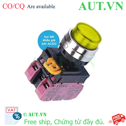 Ảnh của Nút nhấn giữ có đèn IDEC YW4L-A2E02Q7Y 24VAC/DC D22 2NC (Vàng)