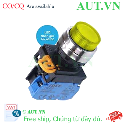 Ảnh của Nút nhấn giữ có đèn IDEC YW4L-A2E10Q4Y 24VAC/DC D22 1NO (Vàng)