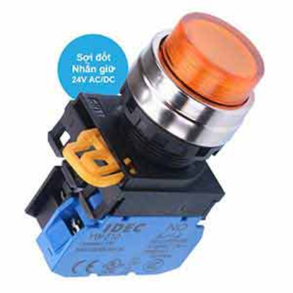 Ảnh của Nút nhấn giữ có đèn IDEC YW4L-A2E10Q7A 24VAC/DC D22 1NO (Hổ phách)