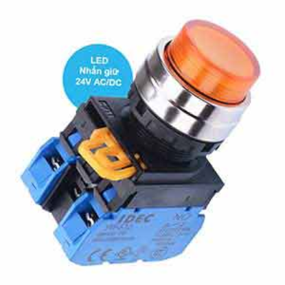 Ảnh của Nút nhấn giữ có đèn IDEC YW4L-A2E20Q4A 24VAC/DC D22 2NO (Hổ phách)