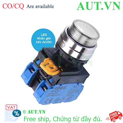 Ảnh của Nút nhấn giữ có đèn IDEC YW4L-A2E20Q4W 24VAC/DC D22 2NO (Trắng)