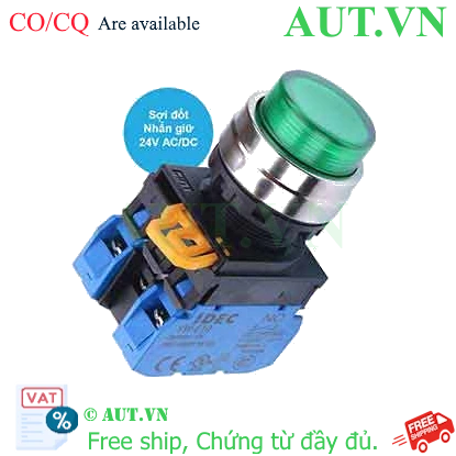 Ảnh của Nút nhấn giữ có đèn IDEC YW4L-A2E20Q7G 24VAC/DC D22 2NO (Xanh)