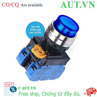 Ảnh của Nút nhấn giữ có đèn IDEC YW4L-A2E20Q7S 24VAC/DC D22 2NO (Xanh)