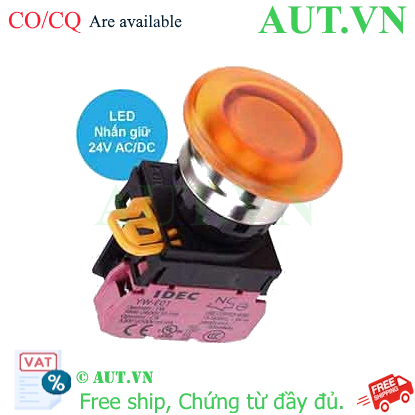 Ảnh của Nút nhấn giữ có đèn IDEC YW4L-A4E01Q4A 24VAC/DC D22 1NC (Hổ phách)