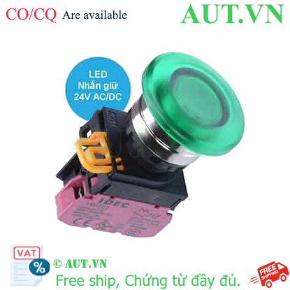 Ảnh của Nút nhấn giữ có đèn IDEC YW4L-A4E01Q4G 24VAC/DC D22 1NC (Xanh)