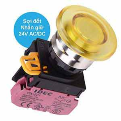 Ảnh của Nút nhấn giữ có đèn IDEC YW4L-A4E01Q7Y 24VAC/DC D22 1NC (Vàng)