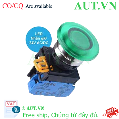 Ảnh của Nút nhấn giữ có đèn IDEC YW4L-A4E10Q4G 24VAC/DC D22 1NO (Xanh)