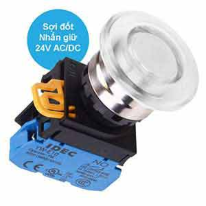 Ảnh của Nút nhấn giữ có đèn IDEC YW4L-A4E10Q7W 24VAC/DC D22 1NO (Trắng)
