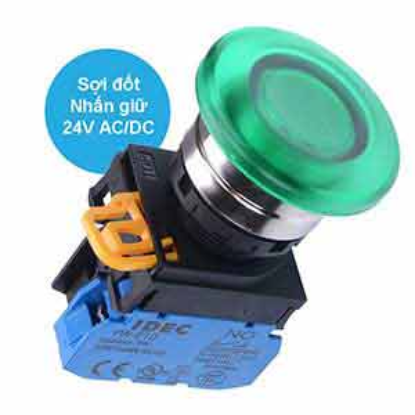 Ảnh của Nút nhấn giữ có đèn IDEC YW4L-A4E10Q7G 24VAC/DC D22 1NO (Xanh)