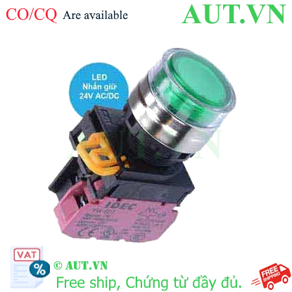 Ảnh của Nút nhấn giữ có đèn IDEC YW4L-AF2E01Q4G 24VAC/DC D22 1NC (Xanh)