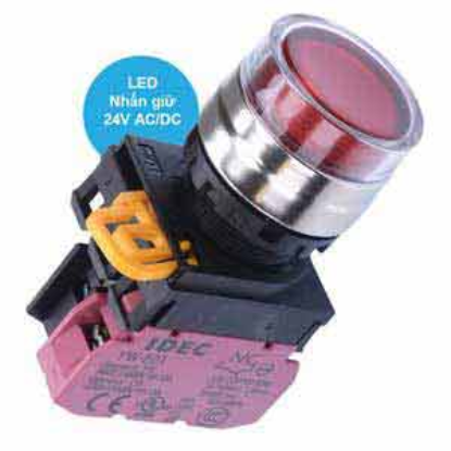 Ảnh của Nút nhấn giữ có đèn IDEC YW4L-AF2E01Q4R 24VAC/DC D22 1NC (Đỏ)