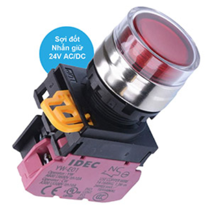 Ảnh của Nút nhấn giữ có đèn IDEC YW4L-AF2E01Q7R 24VAC/DC D22 1NC (Đỏ)
