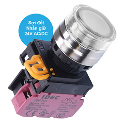 Ảnh của Nút nhấn giữ có đèn IDEC YW4L-AF2E01Q7W 24VAC/DC D22 1NC (Trắng)